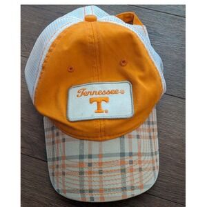 Tennessee Volunteers NCAA Trucker Hat Orange Plaid Brim Adjustable Mesh Cap Mens